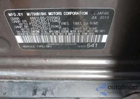 2020 Mitsubishi Outlander Se 2.4 from USA, damaged, VIN JA4AD3A37LZ004298